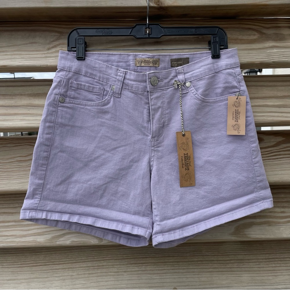 Nine West Vintage America lilac denim stretch shorts NWT Women 10/30